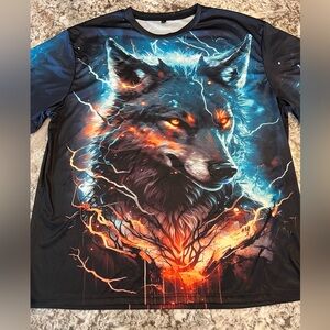 4XL Mens Native American Wolf Sweatshirt  All Over Print Plus Short Sleeve Shirt